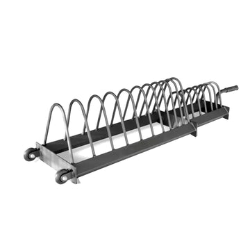 Horizontal Weight Plate Rack with Barbell Holders, Heavy-Duty Steel Storage Organizer with Wheels for Olympic & Standard Plates