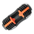 Black and orange adjustable resistance band on a white background