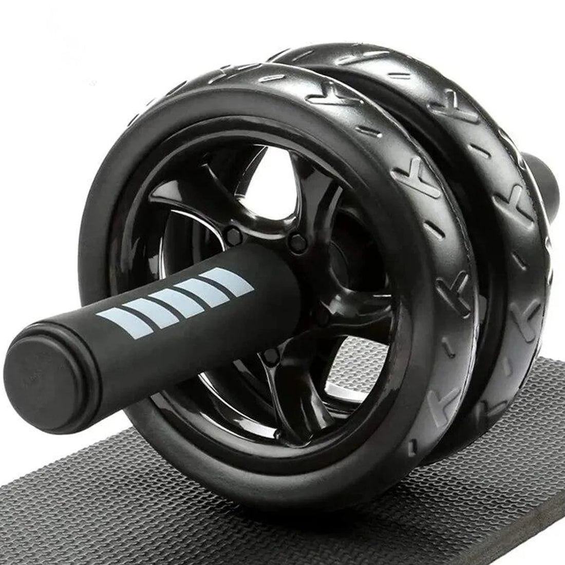 Black ab roller on a white background