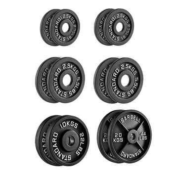 Cast Iron Olympic Weight Plates Rubber Coated, Smooth Matte Finish, Embossed Markings, Barbell Strength Training Discs for Home Gym & Weightlifting