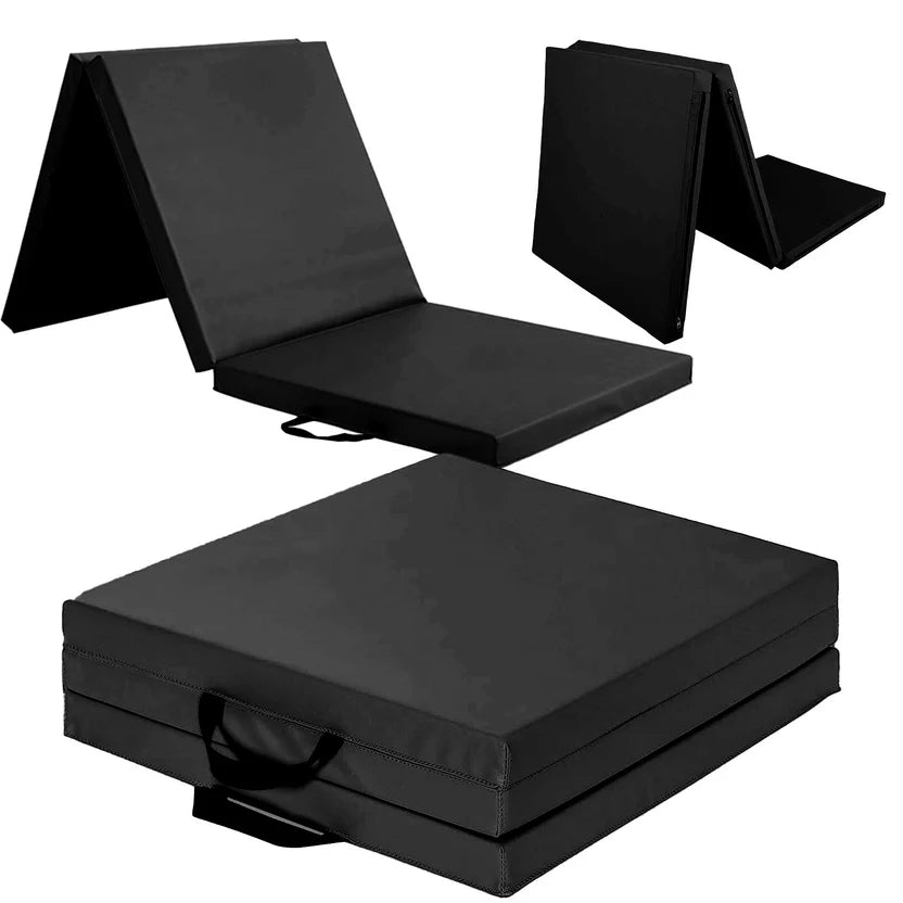 Pink folding mat with handles on a white background