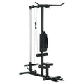 Black cable machine gym equipment on a white background
