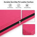 Pink pouch with black zipper on a white background, featuring durable non-slip PU leather surface attributes.