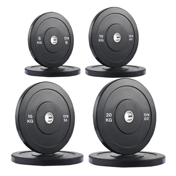 Olympic Bumper Weight Plates Pro Set Rubber Crumb Plates with Stainless Steel Insert 2" Barbell Weights for Strength Training Home Gym Weightlifting Set