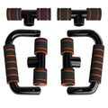 Black and orange pull-up handles on a white background