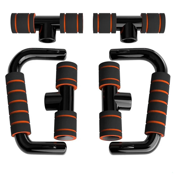 Black and orange pull-up handles on a white background