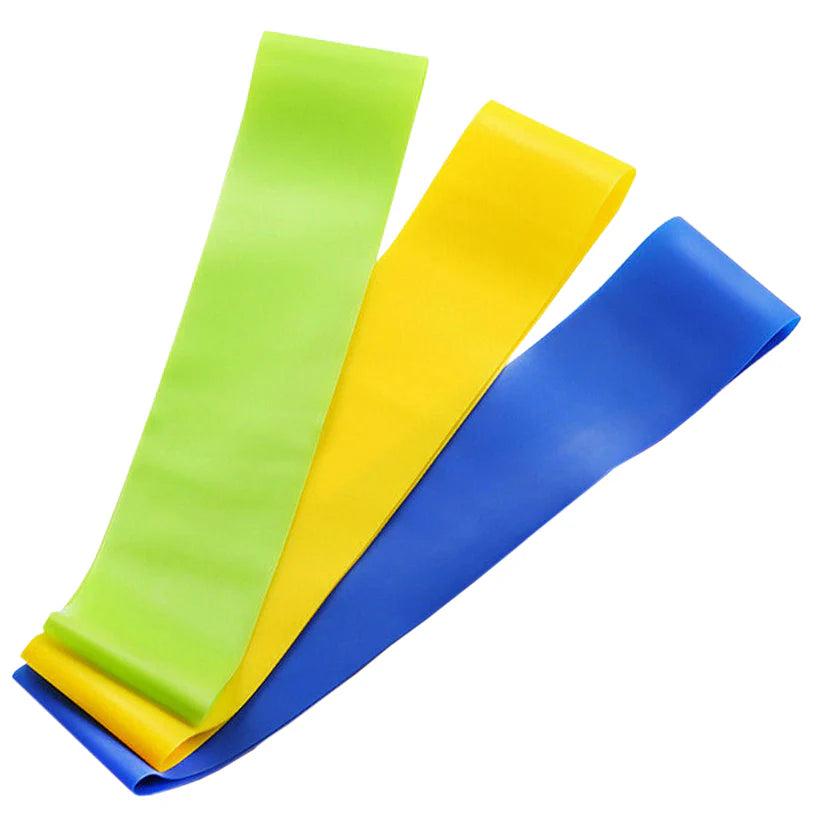 Set of colorful resistance bands on a white background