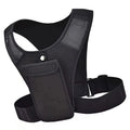 Black tactical vest with a pocket on a white background