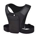 Black tactical vest with a pocket on a white background