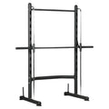 Black weightlifting rack on a white background