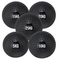 Set of black weighted balls with labeled weights on a white background