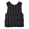 Black puffer vest on a white background